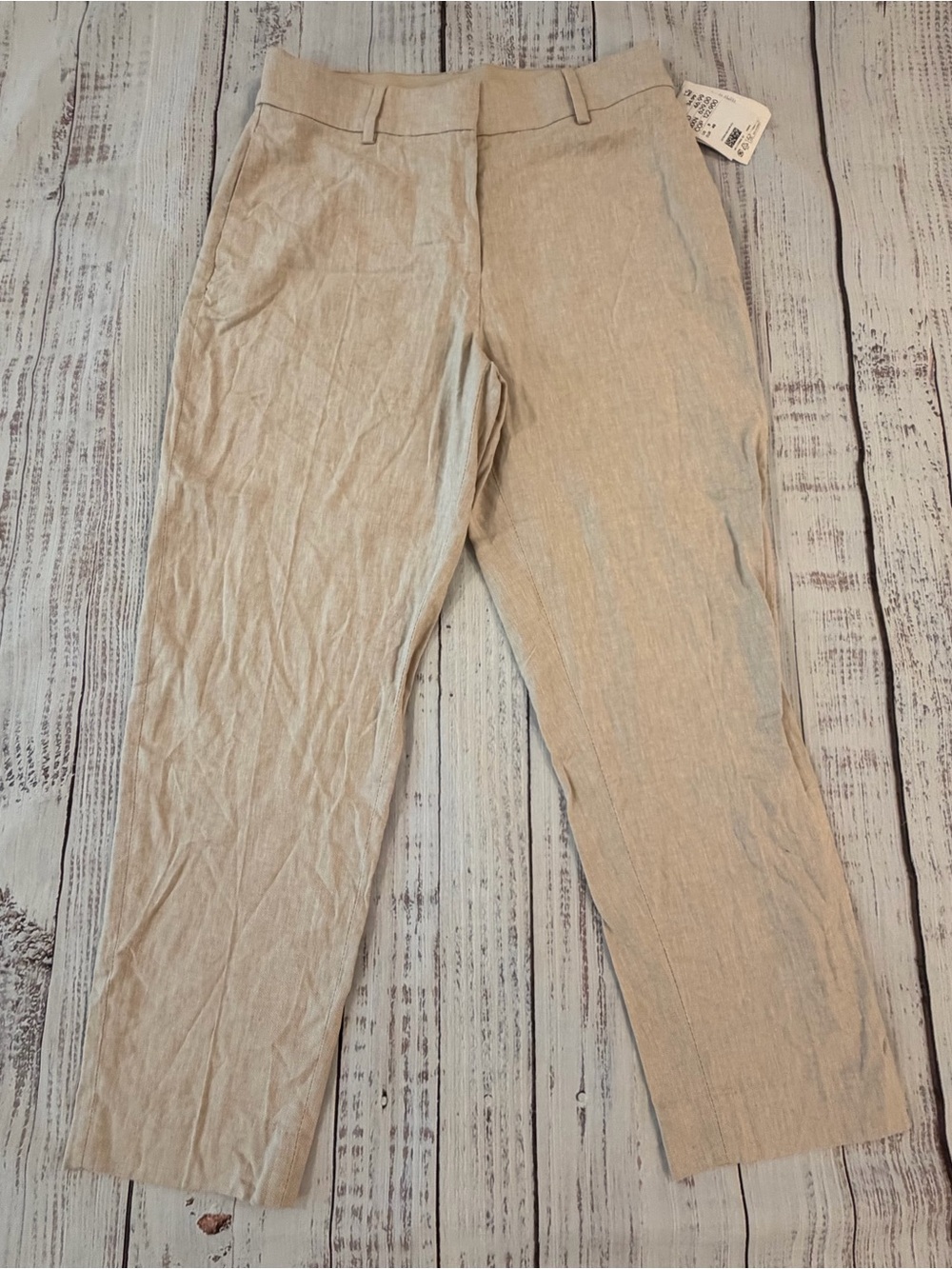 NWT H&M Linen Blend Summer Trousers Elastic Waist Womens Size 8. Quiet Luxury